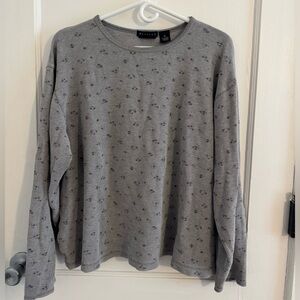 Gray Floral Long Sleeve Top